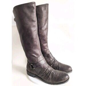 Baretraps Slouchy Pewter Faux Leather Side Zip Knee High Riding Boots Size 10